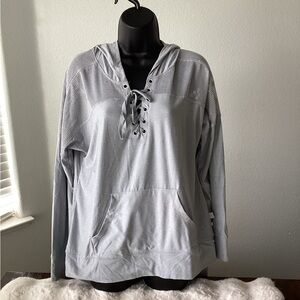 Marika Light Gray Lace-Up Sweatshirt
